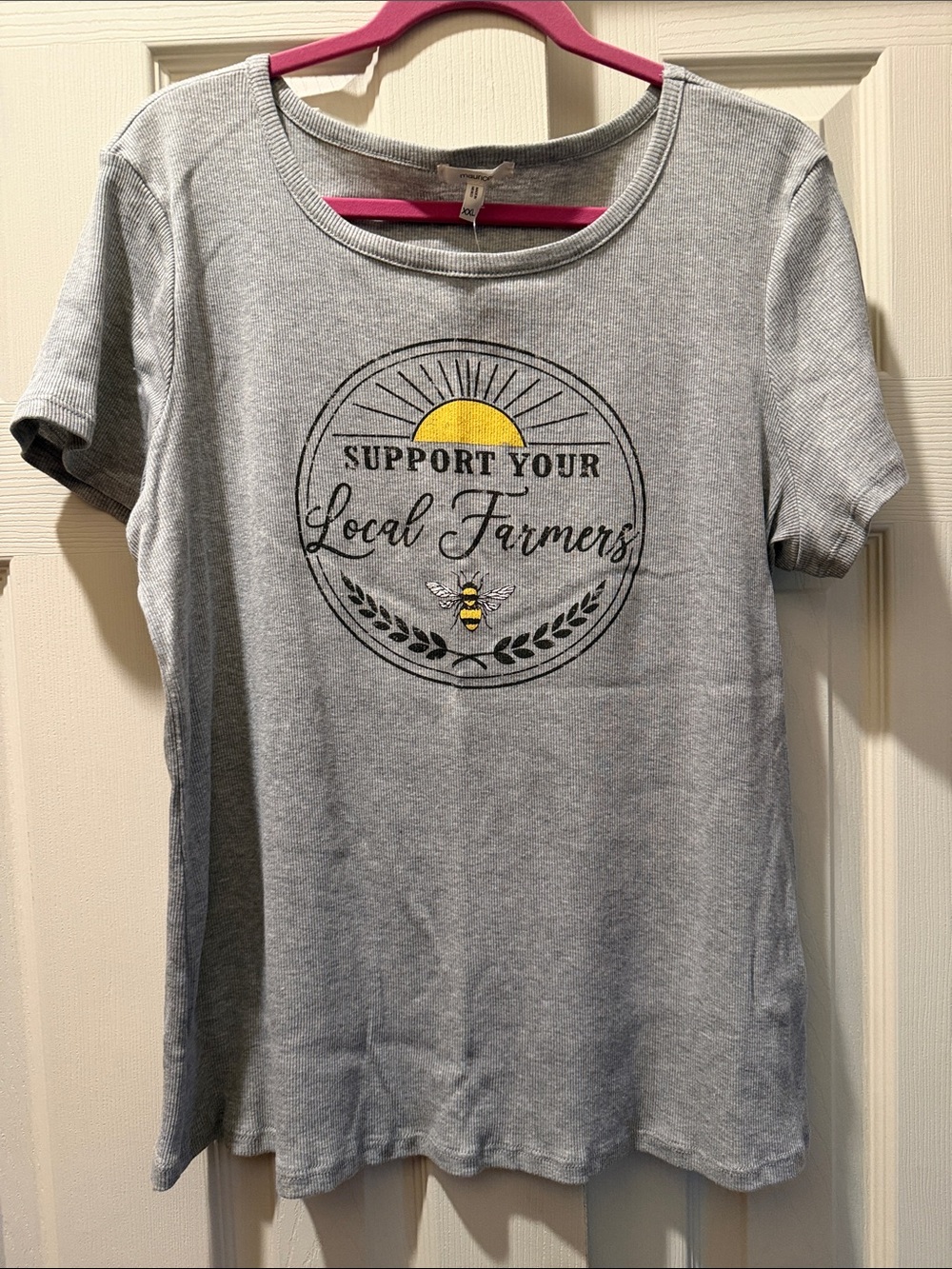 Maurices Light Gray 'Support Your Local Farmers' Graphic Tee